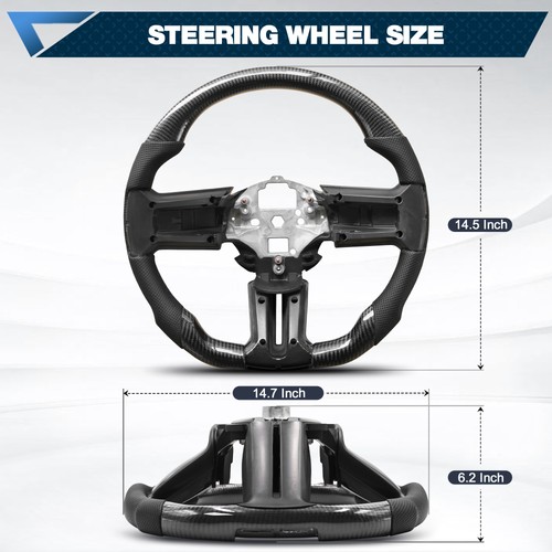 Real Carbon Fiber Steering Wheel For Ford Mustang GT Shelby GT500 2010-2014 - Picture 3 of 8