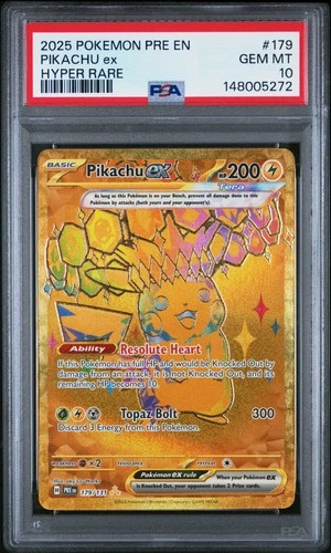 New Listing2025 POKEMON PRE EN-PRISMATIC EVOLUTIONS HYPER RARE #179 PIKACHU EX PSA 10