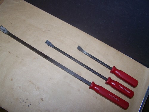 CRAFTSMAN 3 Piece Pry Bar Set #43275, 43276, & 43277 - 25” 17" 12" w/Red Handles
