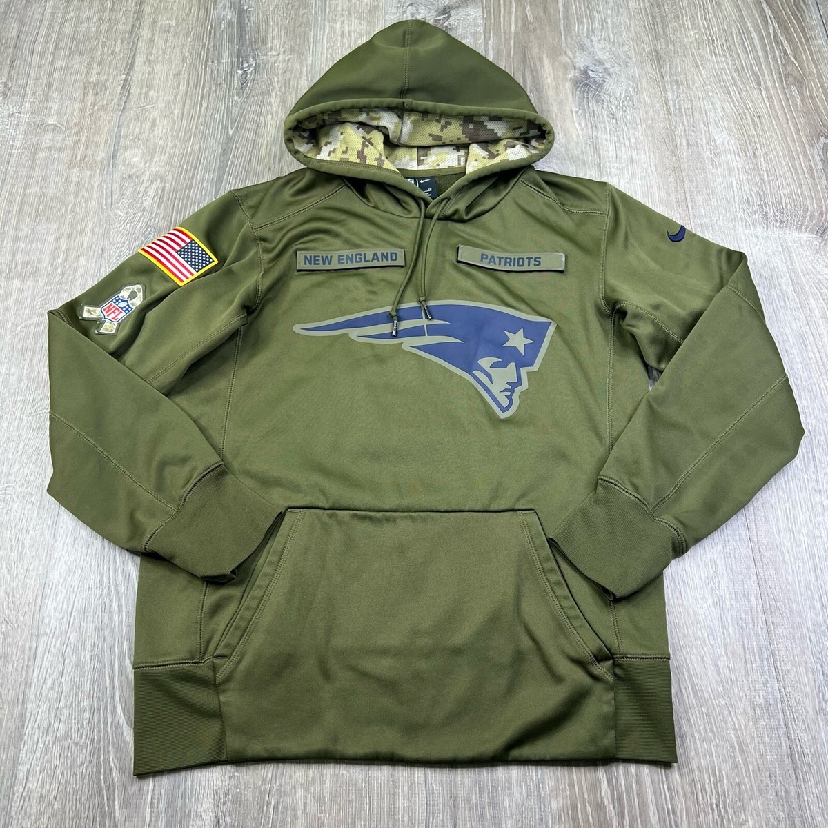 New England Patriots Mens Small Hoodie Sweatshirt Salute to Service Army  Green | eBay