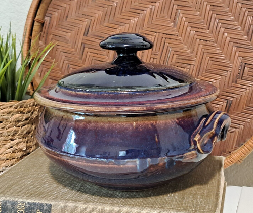 Studio Art Stoneware Pottery Bowl With Lid Signed by Artist Patt - Picture 3 of 16