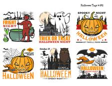 Halloween Tags Collage Sheet Supplies For Scrapbooks Junk Journals Card Making
