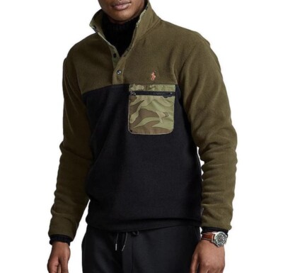 Polo Ralph Lauren Fleece RRL Golf Big Pony Pullover Olive Camo