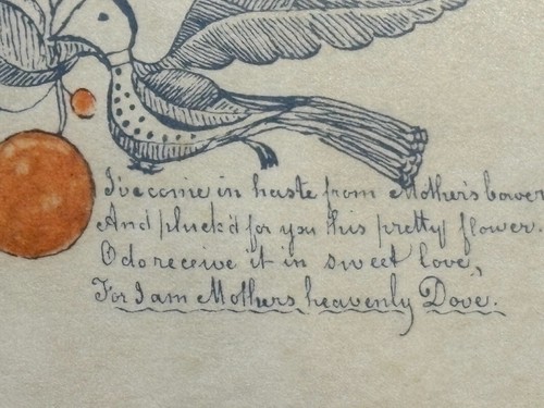 Estampe d’art populaire Fraktur encadrée – Colombe céleste de Mère – 7 x 9" - Photo 5 sur 11