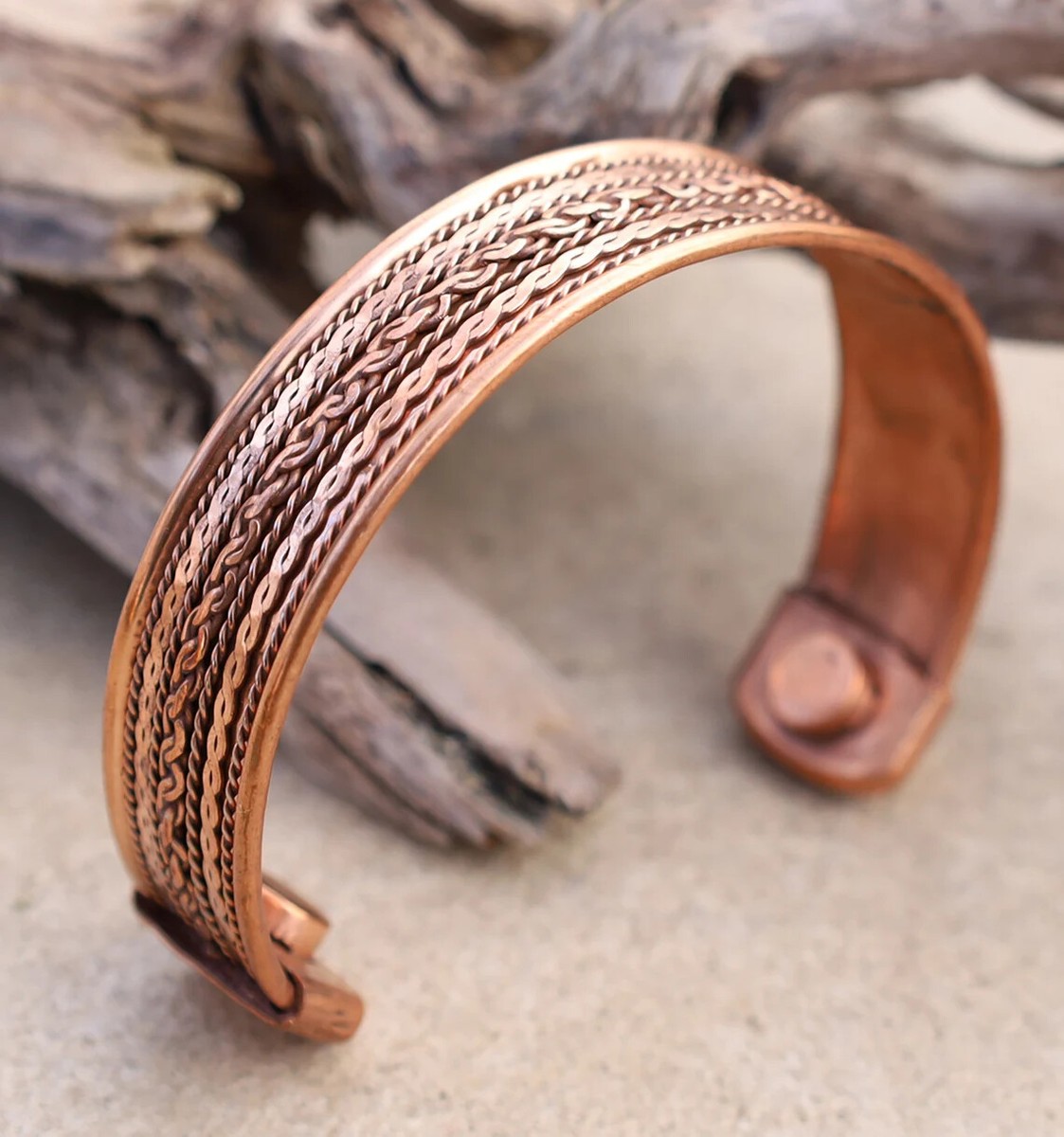 Pure Copper Twisted Wire Cuff Bracelet for Women and Men Hand