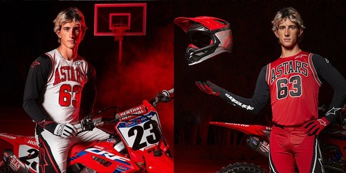 Completo Uomo Motocross Maglia Pantaloni Alpinestars TECHSTAR ACUMEN Rosso Nero - Foto 8 di 9