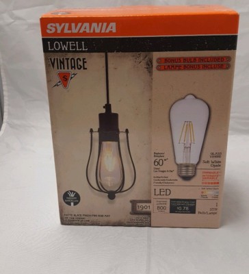 Sylvania Lowell Vintage Black 4 Inch Cage LED Dimmable Pendant Dining Room Light