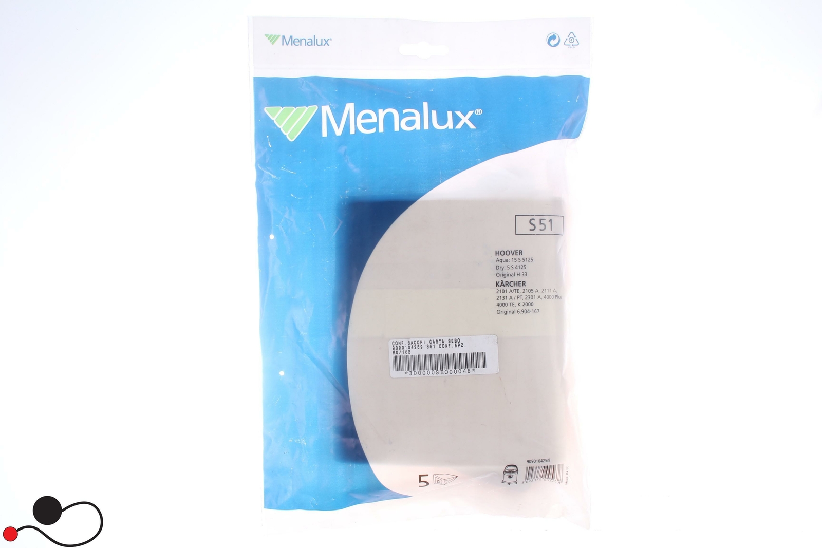 SACCHETTO ASPIRAPOLVERE MENALUX S 51 5 PEZZI 9000104259