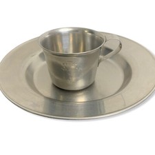 Vintage NMT Denmark Stainless Steel Baby Plate Cup Circus Elephant Mid Century