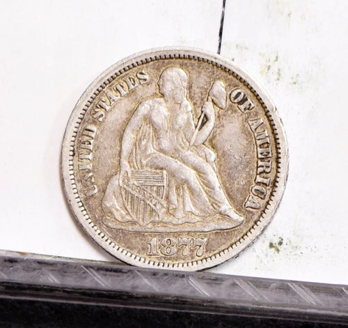 1877 Liberty Seated Dime - XF Details, Old  Clean (#57238-L)