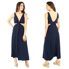 Karen Millen Womens Navy Dress Maxi Cut Out Strappy Casual Summer Holiday