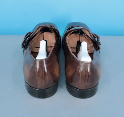 Men's VTG NOS 70s Pedwin Brown Buckle Shoes Sz 11 C 1970s Disco Faux Leather - Picture 4 of 10