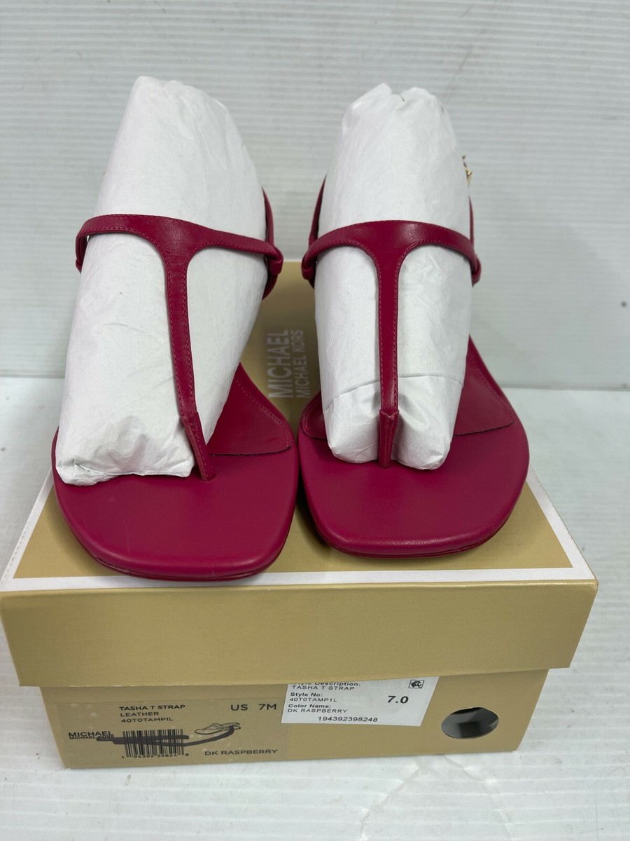 GENUINE MICHAEL Michael Kors Tasha T-Strap Sandals DK Raspberry