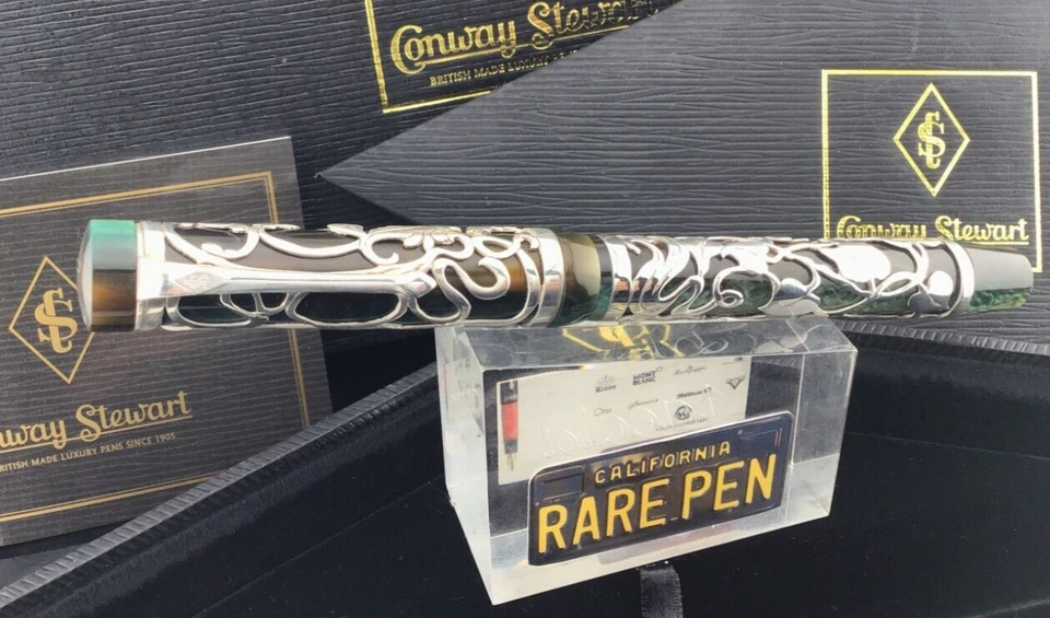 Conway Stewart Chatsworth HENRY SIMPOLE STERLING SILVER GREEN Fountain Pen LE1/8 - Image 3 of 4
