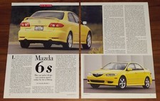 MAZDA 6 S MAGAZINE ARTICLE CAR AND DRIVER ROAD TEST SPORTS SEDAN YELLOW