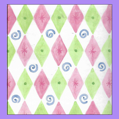 4 SHEETS PURPLE & GREEN DIAMONDS 12X12 SCRAPBOOK PAPER - FMI - FREE SHIPPING