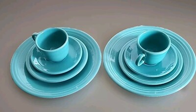 Fiestaware Turquoise Teacup Saucer Dessert Dinner Plate Fiesta HLC 2-4-Piece Set