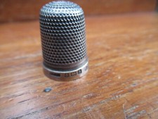 Dedal de costura de plata maciza B`ham 1925 HC + S Fabricante Nº 13 Sin agujeros Excelente