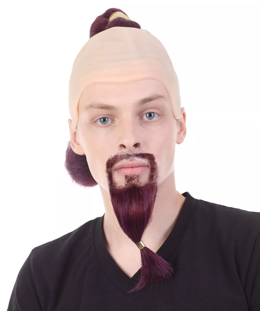 Adult Men s Genie Wig with Beard and Mustache Set Burgundy
