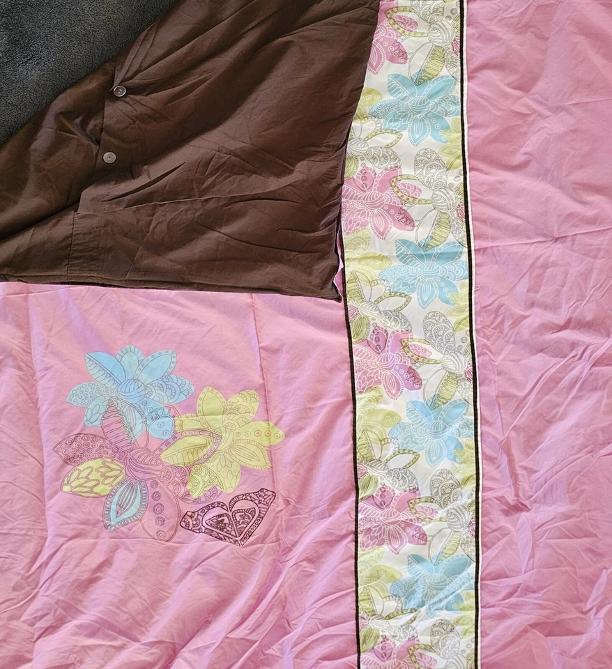 Roxy - пододеяльник с розовыми цветами на пуговицах - двойной размер - Изображение 3 из 4