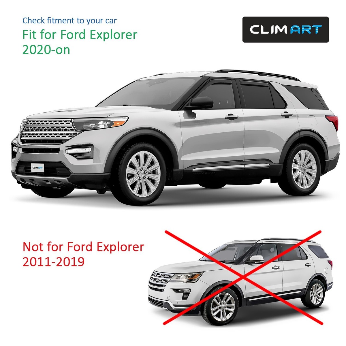 Window Rain Guards For 2020-2025 Ford Explorer - 4PC Out-Channel Vent Visors Wind Deflectors