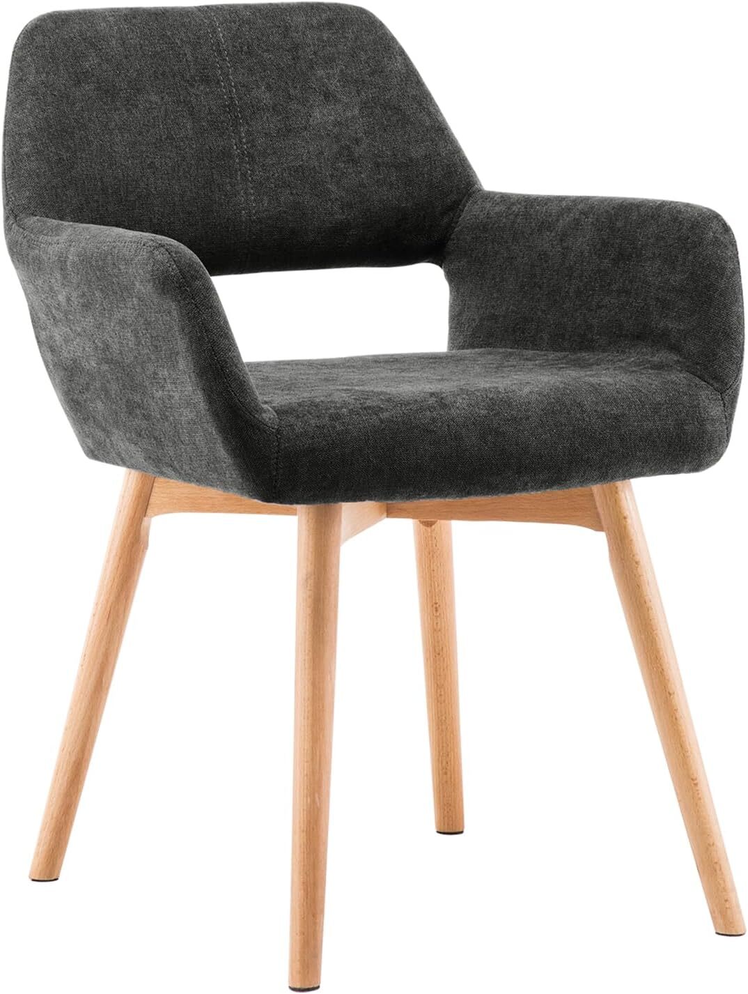 Mid-Century Modern Charcoal Armchair with Wood Legs and Upholstery – Versatile Design
