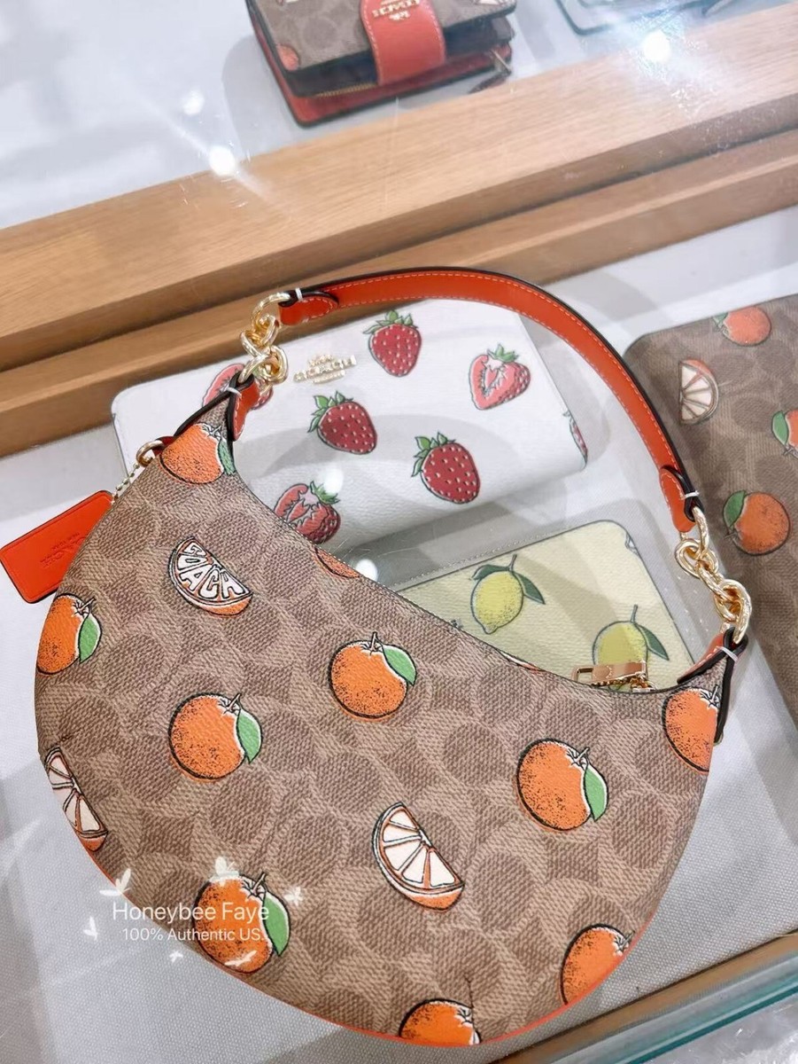 NWT COACH Mini Payton Bag In Signature Canvas With Orange Print