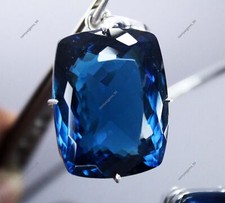 Blue Spinel Gemstone 82.75 Ct Sterling Silver Jewelry Handmade Cushion Pendant