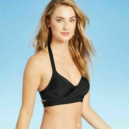 Kona Sol Damen Größe Medium Wickel Schwarz Ebenholz Bikini Badeanzug Badeanzug Oberteil - Bild 1 von 8
