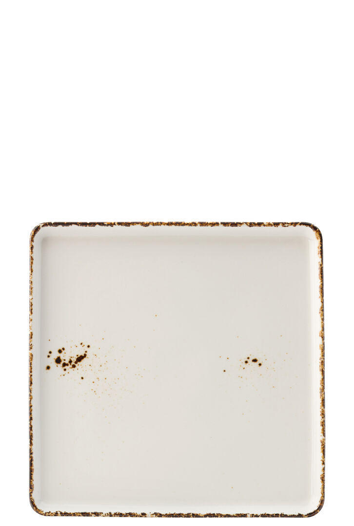 Umbra Square Plate Set Brown Rims Dinner Desserts Plate 7.5"" (19Cm) Pack Of 6