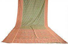 FNC Vintage Green Sambalpuri Ikat Sarees Handwoven Art Silk Sari Fabric Antique
