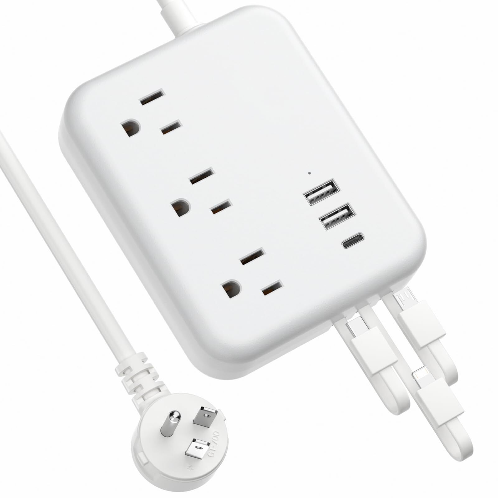 Travel Power Strip with USB Ports & Cables, Charging Station for Multiple Dev...