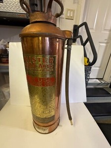 EMPTY.    BRASS VINTAGE FIRE EXTINGUISHER PHISTER