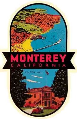 Monterey Peninsula California CA    vintage style sticker travel decal