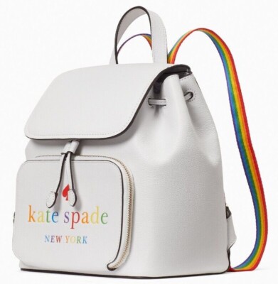 NWB Kate Spade Darcy White Leather Flap Backpack K7292 