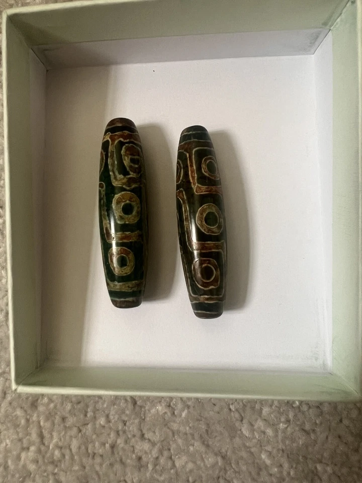 Tibetan Agate Barrel Drum Cylinder Tube 55 Mm Beads - Image 3 of 4