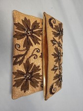 Vintage Lillian Beaded Evening Clutch Handmade in Brasil - 10.5" X 6"