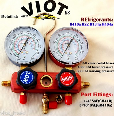 Hvac Gauges AC Manifold Gauge Set 3-Hose HVAC Refrigeration
