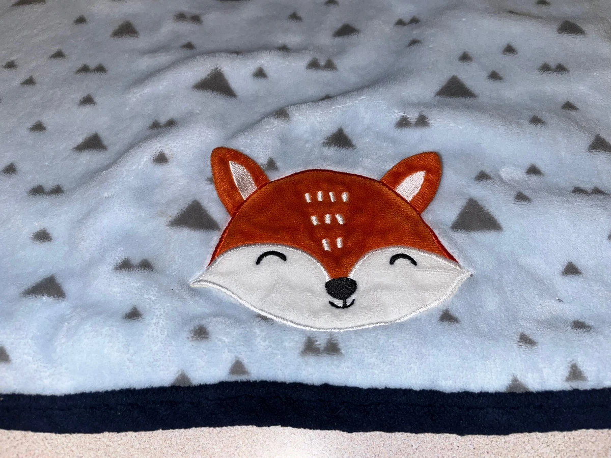 Parents Choice Blue Fox Baby Blanket Gray Triangles Securty Lovey