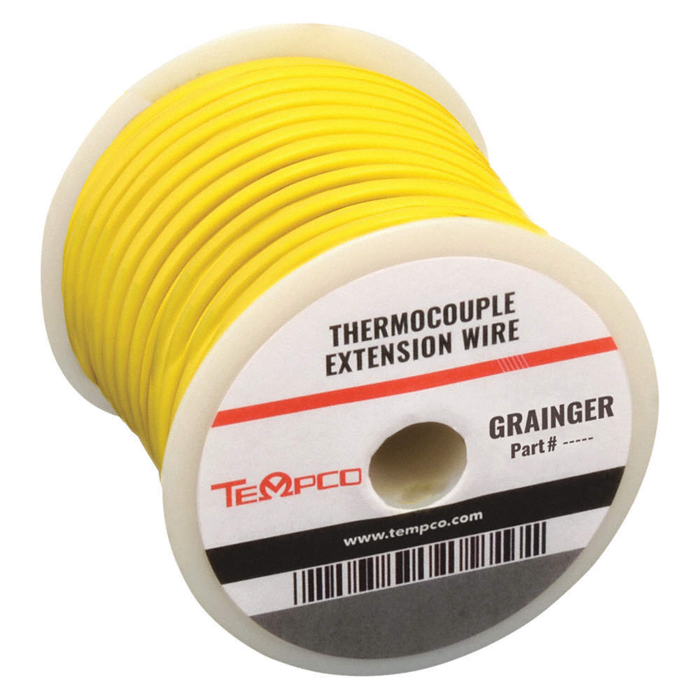 TEMPCO TCWR-1020 Thermocouple Ext Wire,KX,20AWG,Yel,100ft 3AGF8