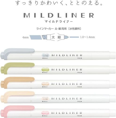 Zebra Mildliner WKT7-5C-NTC Evidenziatore, Set di 5 Colori Naturali Mild - Foto 6 di 6