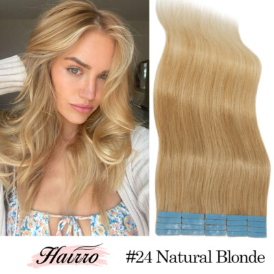 Tape In 12''-24'' Remy 100% Real Russian Human Hair Extensions Invisible Skin Weft