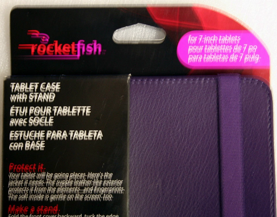 ROCKETFISH 7" UNIVERSAL TABLET FAUX LEATHER CASE (PURPLE) - RF-ERUNV13-PP-T - Изображение 3 из 4