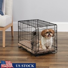 Heavy Duty Wire Dog Crate W/ Divider Panel Lockable Latch Training Resting New