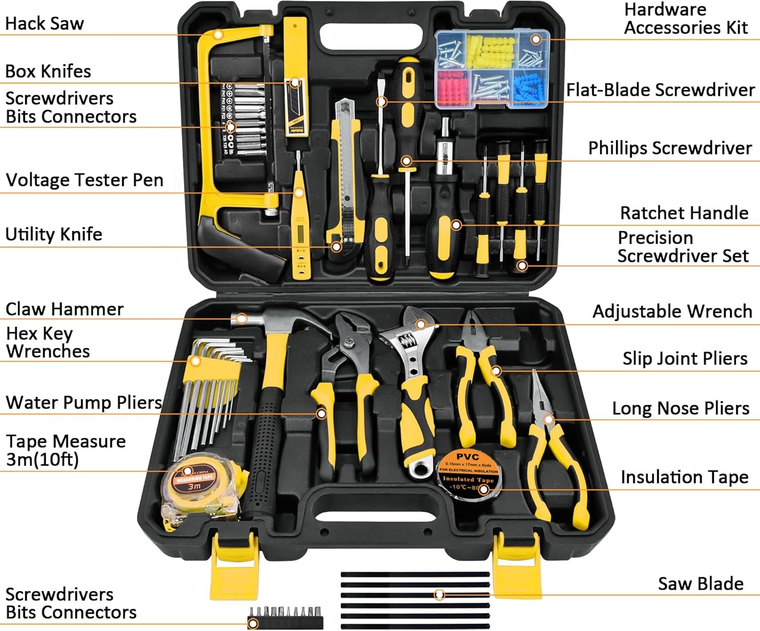 Tool Set,148-Piece Home Repair Tool Kit for Men Women College Students,Household