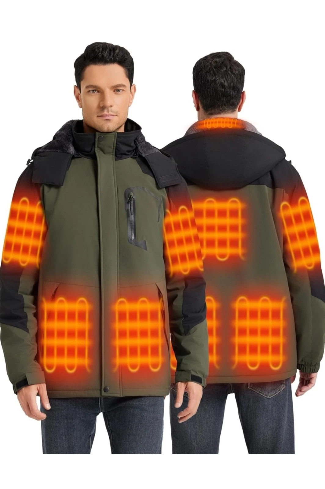 Men's Heated Jacket with 18400 mAh 12 V Power Bank, Heated Jacket for Men