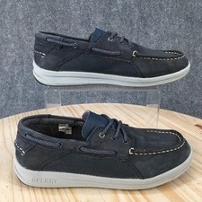 Sperry SP Gamefish Boat Shoes Youth 6 Wide Moc Toe Low Leather Blue YB57048