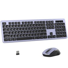 Wireless Keyboard and Mouse Combo, Full-Size 104-Key Office Keyboard with 15 ...