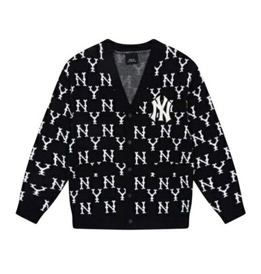 MLB Korea NY Yankees Monogram Cardigan Sweater Men's Medium RARE