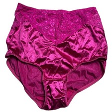 Vtg High Rise Panties Sz 7 Second Skin USA Granny Pink Lace Silky Full Brief Sis